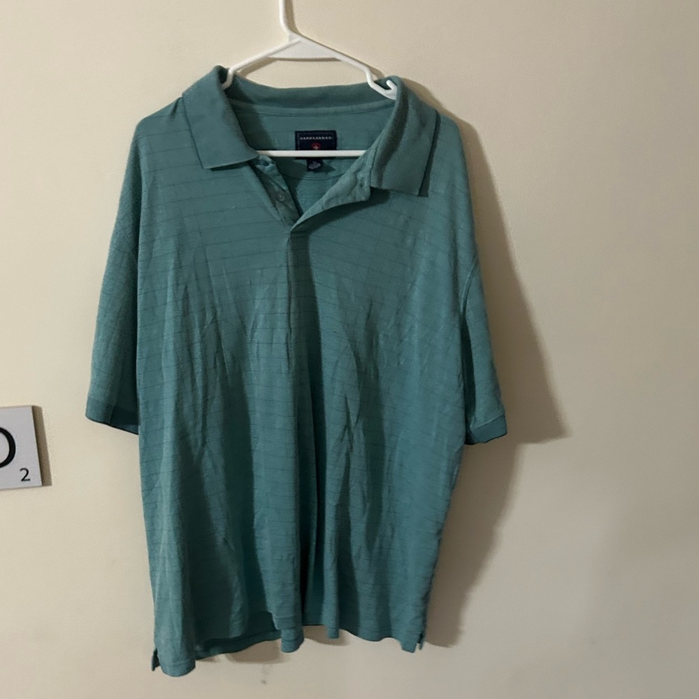 Saddlebred men ‘s green striped polo shirt size xxl